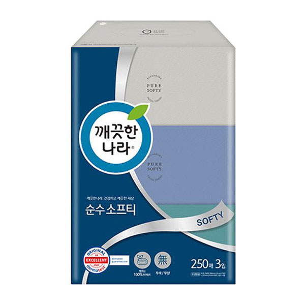 [깨끗한나라] 순수 소프티 미용티슈 250매x3입