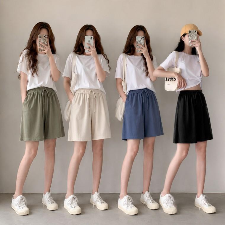 [도매라인] *땡처리 여성 여름반바지 와이드 밴딩반바지 시원한 쿨링 통바지 트레이닝팬츠