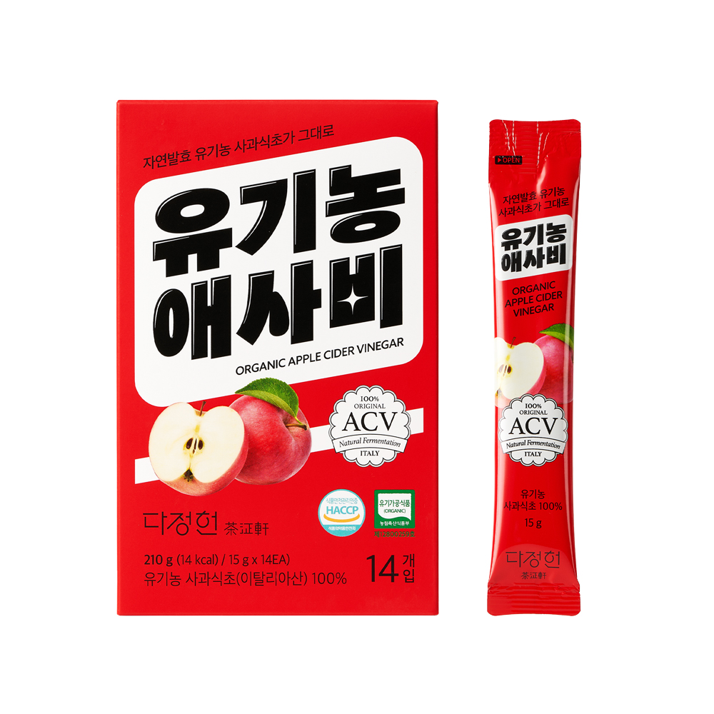 [다정헌] 유기농 애사비 자연발효식초 유기농사과 100% 210g (15gx14입)