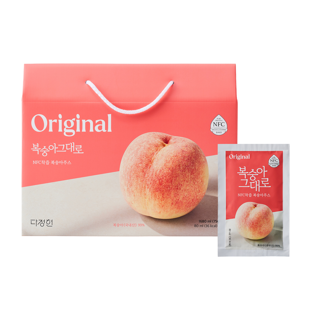 [다정헌] 유기농 그대로 NFC착즙 복숭아주스 1680ml (80mlx21입)
