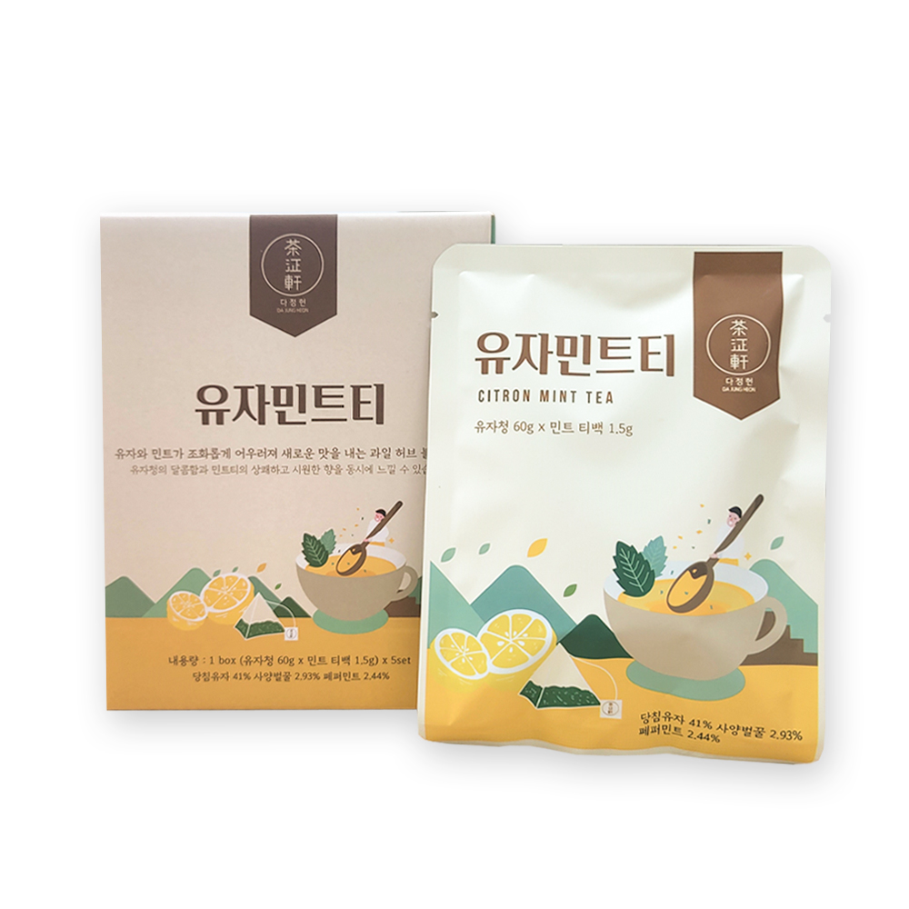 [다정헌] 과일청 블렌딩티 유자민트티 5개입 (민트티+유자청세트)