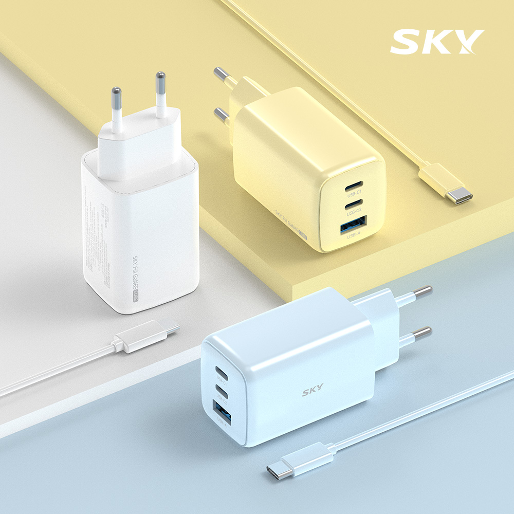[스카이] 필 GaN 65X 큐브 65W 4세대 초미니 3포트 충전기+C to C 60W 1.2m 케이블세트 SKY-GaN65X