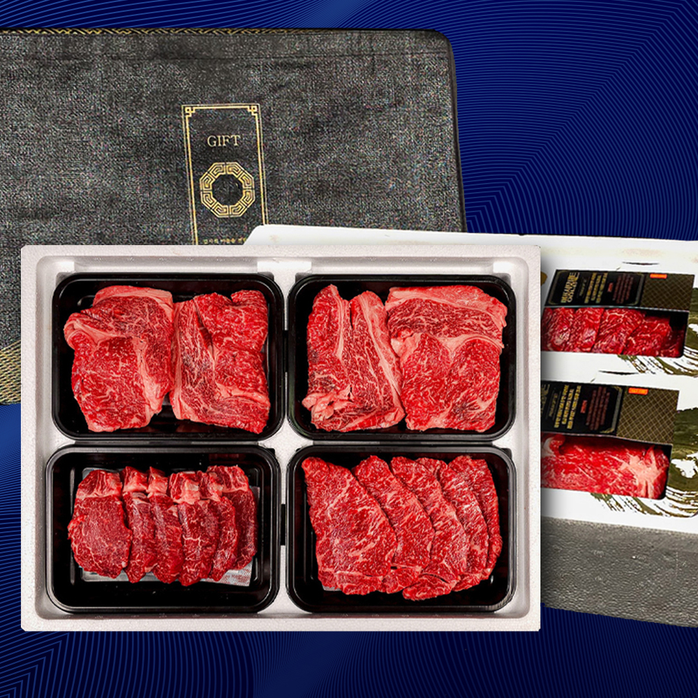 [꽉찬한우] 백화점납품 농협안심한우 1++ 1호 4구 1.2kg (꽃등심300g+불고기300g+장조림300g+국거리300g)