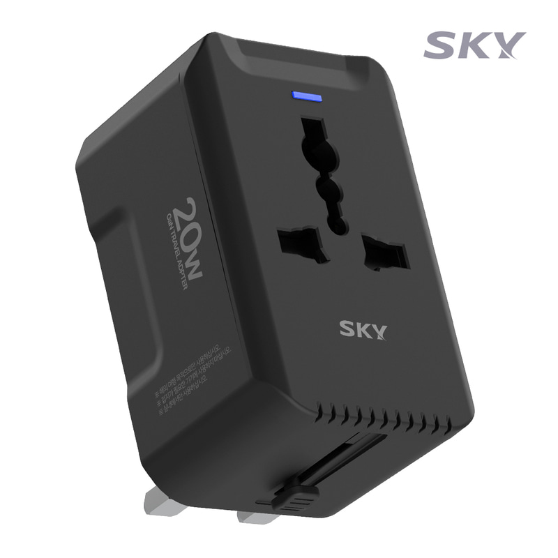 [스카이] 필 T20PD GaN 20W 해외 여행용 멀티플러그 고속 2포트 올인원 어댑터 SKY-T20PD-GaN