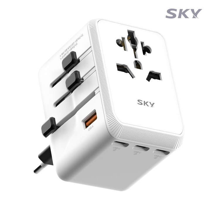 [스카이] 필 T65PD GaN 65W 해외 여행용 멀티플러그 초고속 5포트 충전 어댑터 SKY-T65PD-GaN