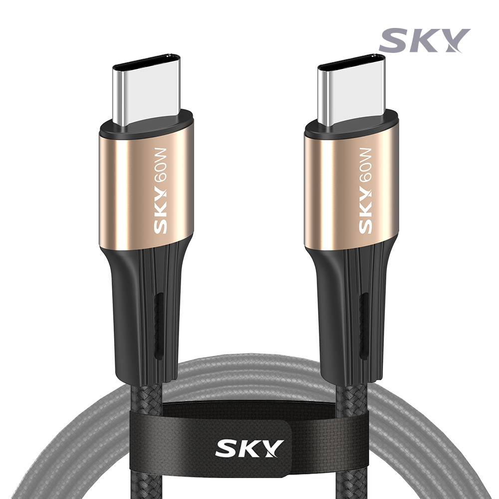 [스카이] 비트 60W PD PPS C타입 고강도 패브릭 초고속충전 골드 메탈 케이블 1.2M SKY-C2C-PD60W-NOE-1.2M
