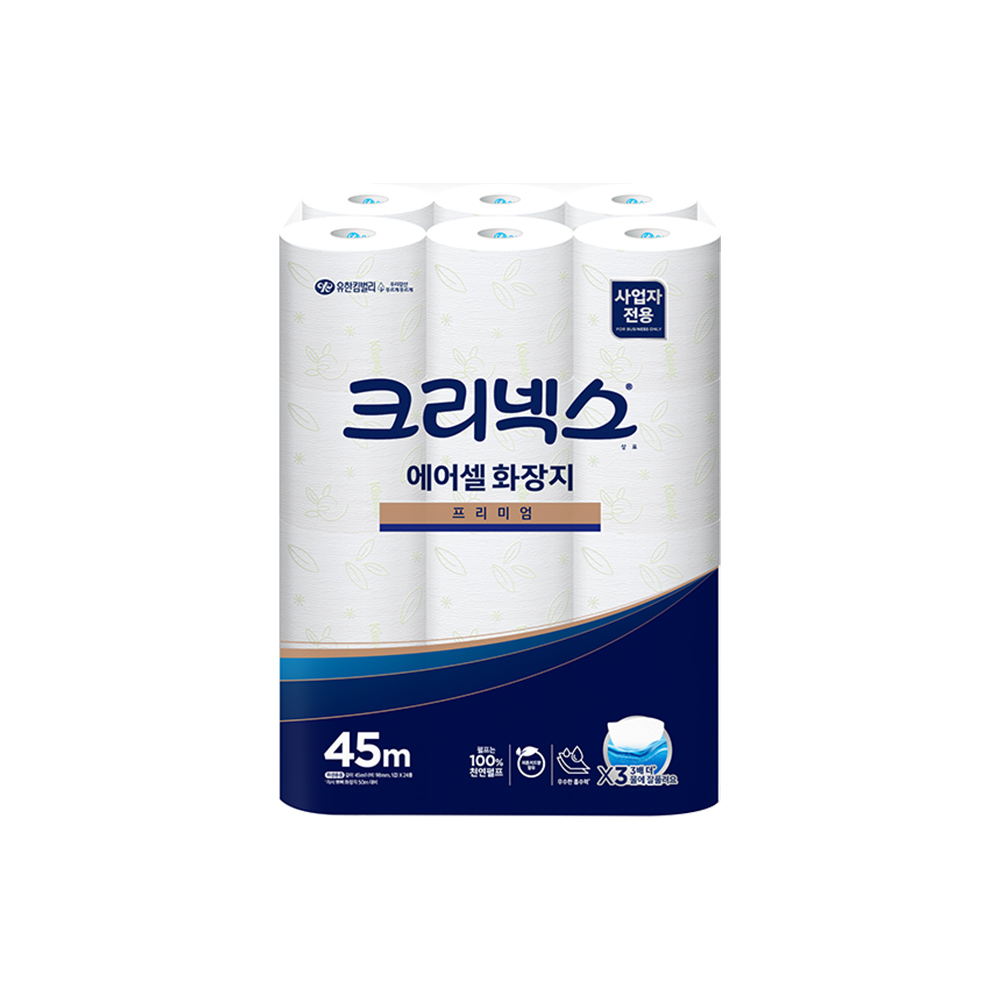 크리넥스 에어셀 두루마리 화장지 프리미엄 45m 24롤