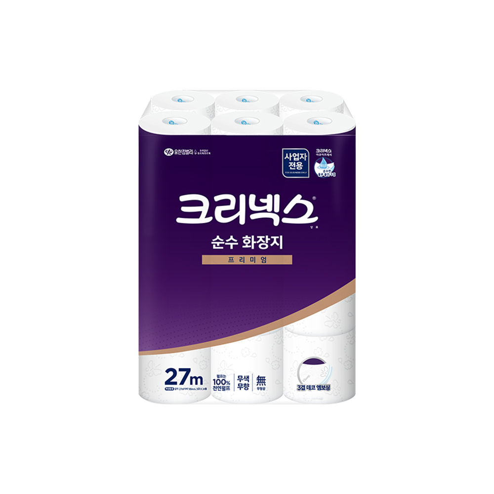 크리넥스 순수 3겹 두루마리 화장지 27m 24롤