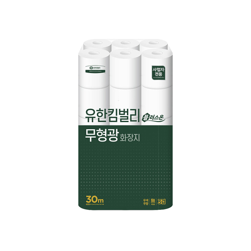 유한킴벌리 플러스온 무형광 두루마리 화장지 30m 30롤