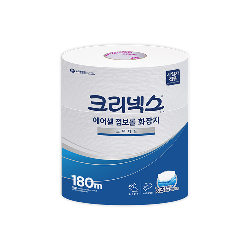 크리넥스 에어셀 점보롤 화장지 스탠다드 180m 3롤