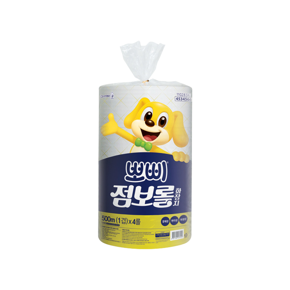 뽀삐 엠보싱 점보롤 화장지 500m 4롤