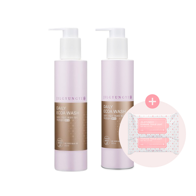 [질경이] 여성청결제 에코아워시 골드 젤 200ml*2 (+페미닌 티슈 10매입*2 증정)