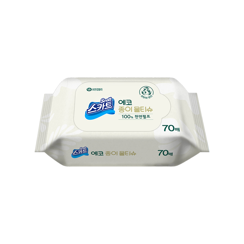 스카트 에코 종이물티슈 70매 리필형