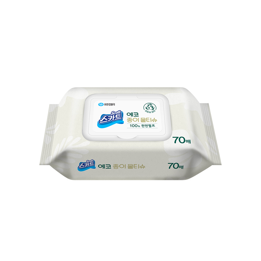 스카트 에코 종이물티슈 70매 캡형