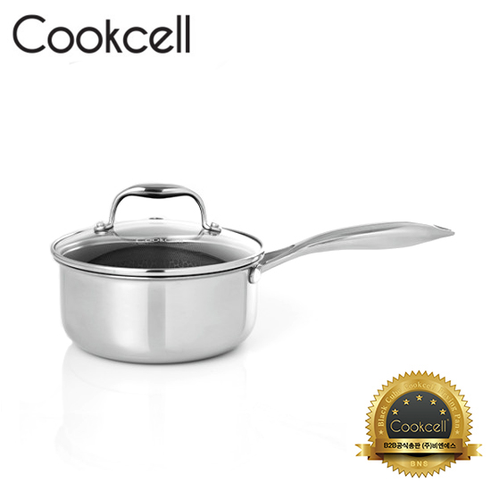 [Cookcell] 쿡셀 통3중 싱글 코팅 블랙에디션 IH 편수냄비  18cm / 품번 : 06022