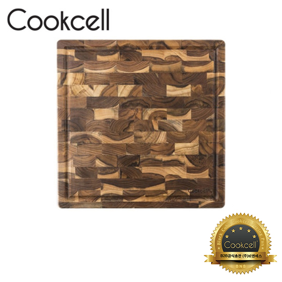 [Cookcell] 쿡셀 티크 엔드그레인 원목정사각 도마 / 35.5*35.5*3.2cm / 품번 : 14003
