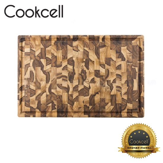 [Cookcell] 쿡셀 티크 엔드그레인 원목직사각 특대 도마 / 38*58.5*3.2cm / 품번 :14000