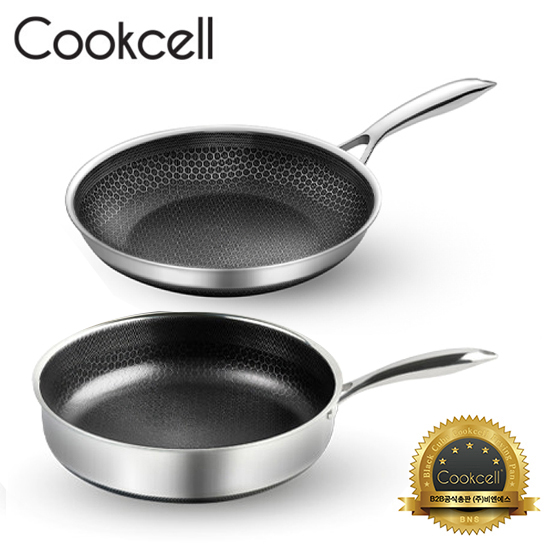 [Cookcell] 쿡셀 통3중 더블 세라믹 코팅 블랙에디션 IH 프라이팬 28cm + 소테팬 28cm 2종 / 품번 : 03004+03028