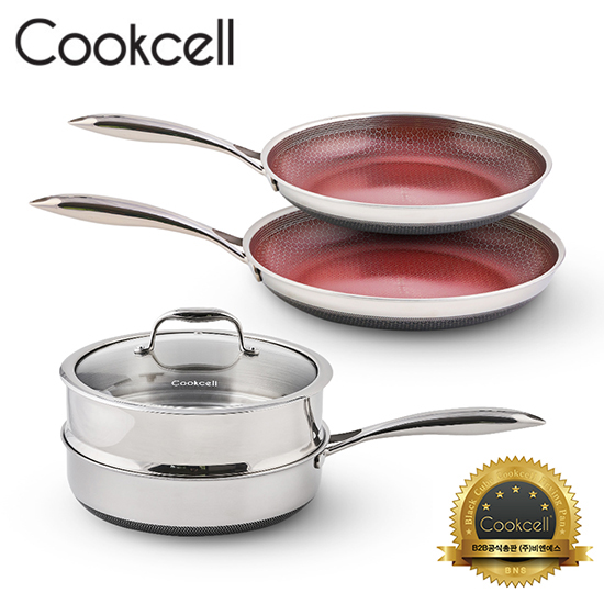 [Cookcell] 쿡셀 통3중 더블 세라믹 루비에디션 IH 5종세트 / 품번 : 04001