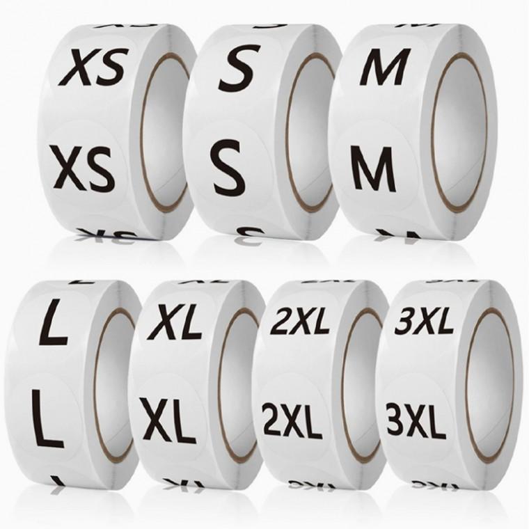 의류 옷 사이즈 스티커 원형 화이트 S M L SL 2XL 홀 흰색 제작 라벨 넘버링