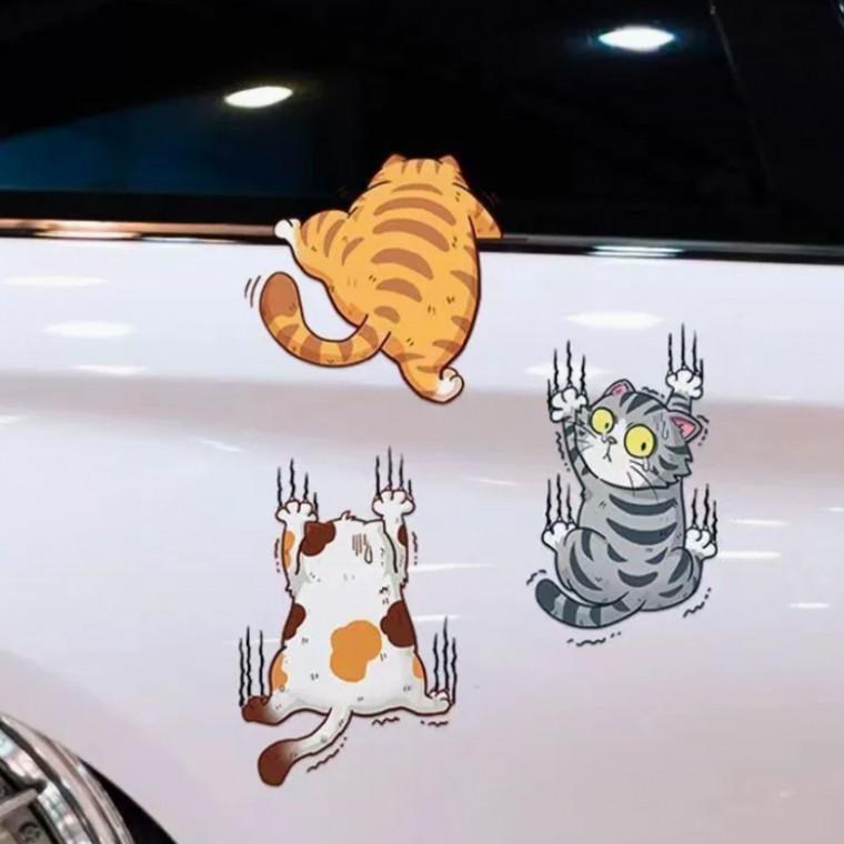 자동차 기스 흠집 스크래치 고양이 스티커 꾸미기 데칼 차 3size 차량용 인테리어 튜닝 소품 차꾸 용품