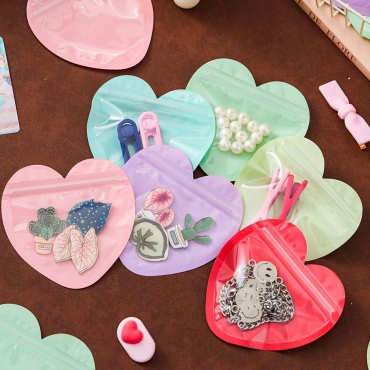 하트 컬러 지퍼백 구디백 유치원 어린이집 생일 선물 포장 액세서리 포장지 간식 답례품