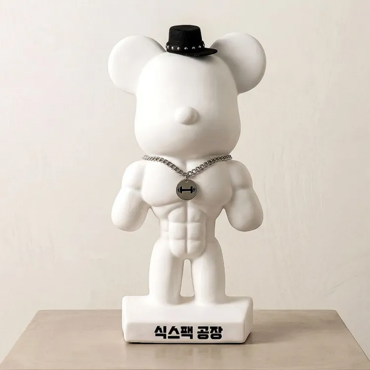 근육 베어브릭 방향제 차량용 송풍구 석고 장식 인테리어 소품 선물용 사무실 책상