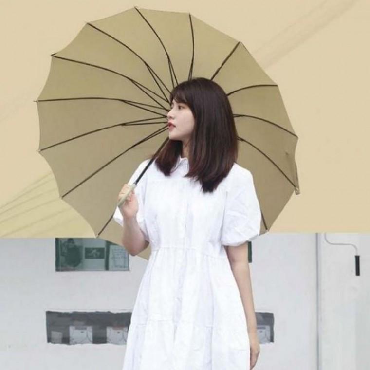 WL 나무 손잡이 16K 우드 투톤 대형 장우산 자동