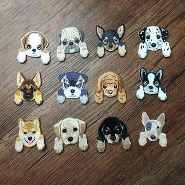 자수패치 열접착 와펜 10p DIY 장식 스티커 가방 모자 리폼용 자수와펜 강아지자수와펜 와팬