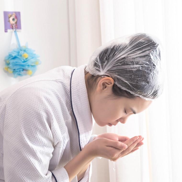 일회용 비닐 헤어캡 100매 염색 위생 모자 투명 샤워