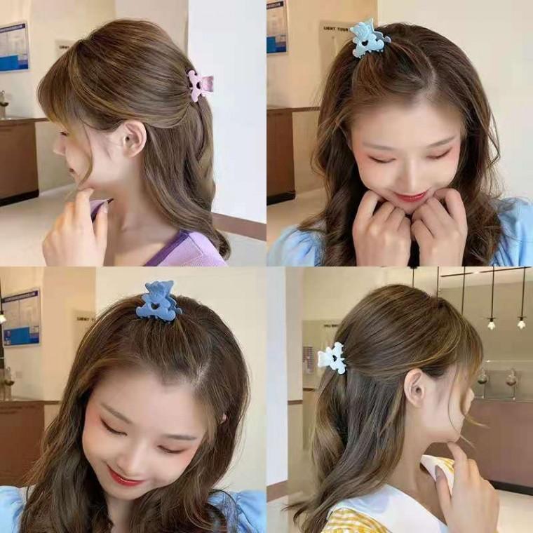 귀여운 곰돌이 집게핀 무광 헤어클립 단발 반묶음