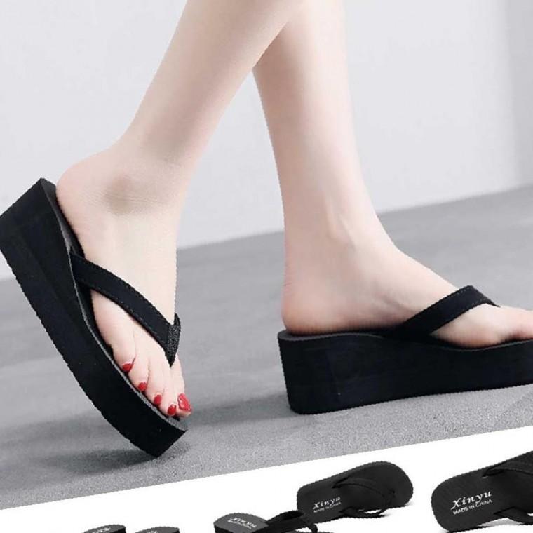 여행 심플 검정색 여자 조리 통굽 슬리퍼 뮬샌들 패션