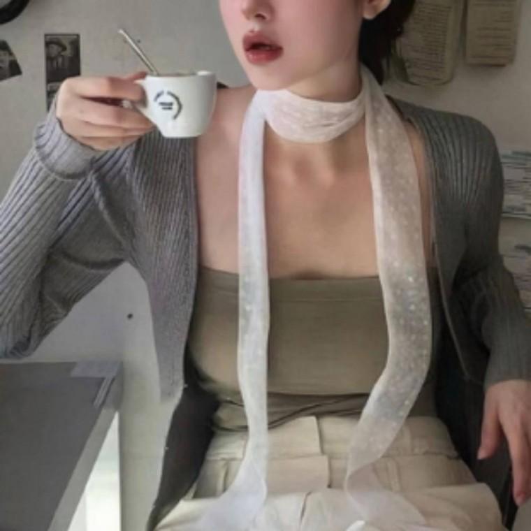 레이스 타이 스카프 하늘하늘 코디용 롱스카프 봄 여름 2종