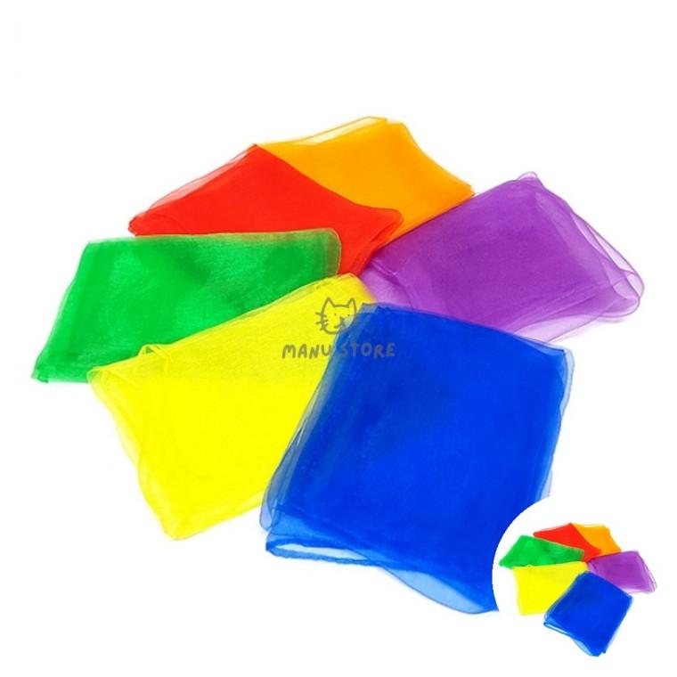 유아체육용품 유아체육 무지개스카프 어린이놀이 특수체육교구 저글링 스카프 6색세트 60x60cm