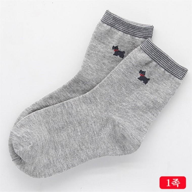 여성용 강아지 캐쥬얼 패션양말 회색 1켤레 사계절양말 스니커즈양말 학생양말