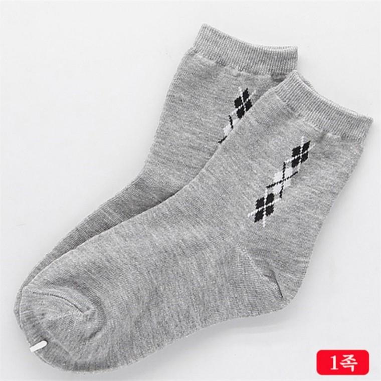 여성용 마름모 캐쥬얼 패션양말 회색 1켤레 학생양말 운동화양말 캐쥬얼양말