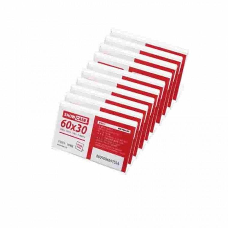 미니 쇼케이스 10매 60x30mm 이름표꽂이 가격표시판 매장가격표 가격표거치대 안내표지판
