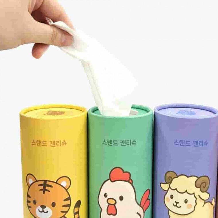 캔티슈 50매 4개세트 차량용티슈 휴대용티슈 차량티슈 원통형티슈