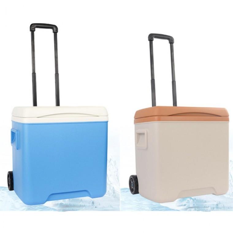 이동식 하드 아이스박스 30L 바퀴형 캠핑 쿨러박스 차량용아이스박스 바퀴달린보냉함 폴딩핸들아이스박스