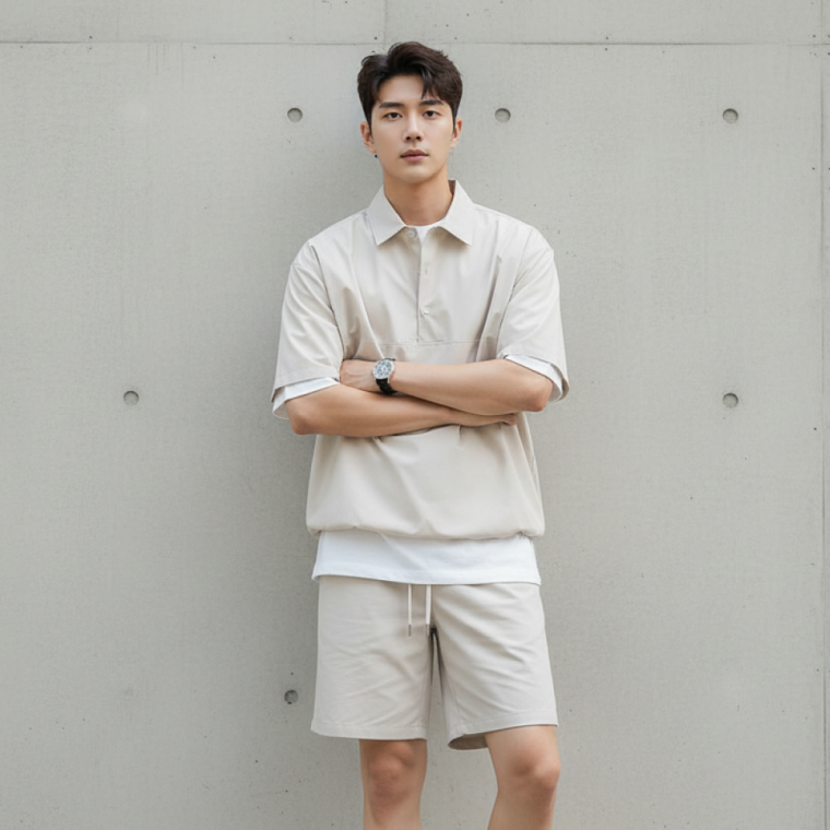 남자 여름 반팔반바지세트 트레이닝 아노락 셋업 세트 5부 반바지