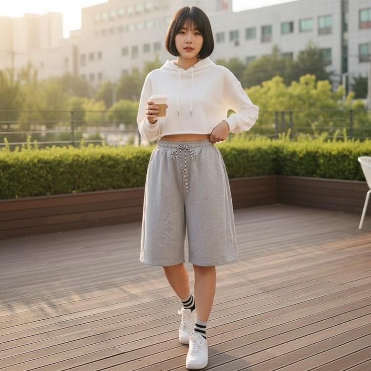 샤이건 벌룬 사이드 주름 5부 반바지