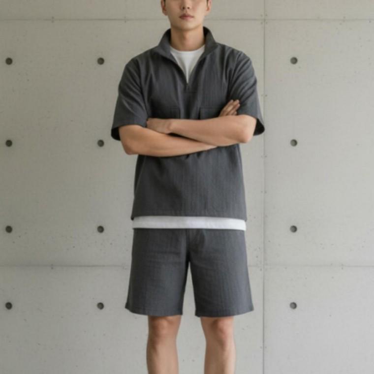 남성 여름 아노락 반팔 반바지 트레이닝 츄리닝 세트
