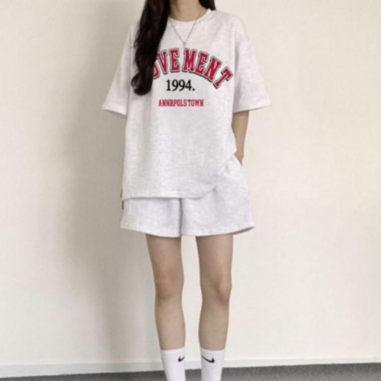 여성 캐주얼 프린팅 반팔 반바지 츄리닝 트레이닝 세트