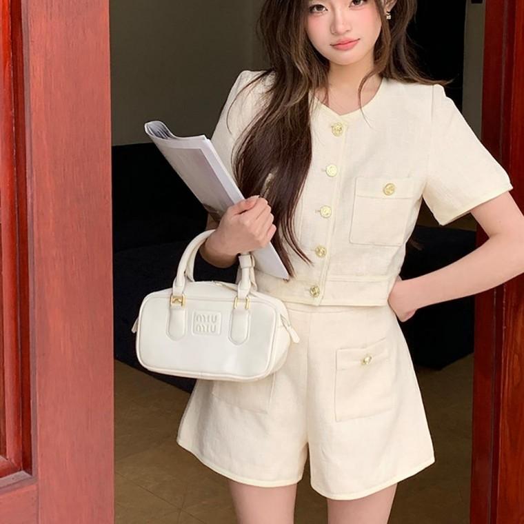 여름 반팔 크롭 자켓 반바지 투피스 셋업