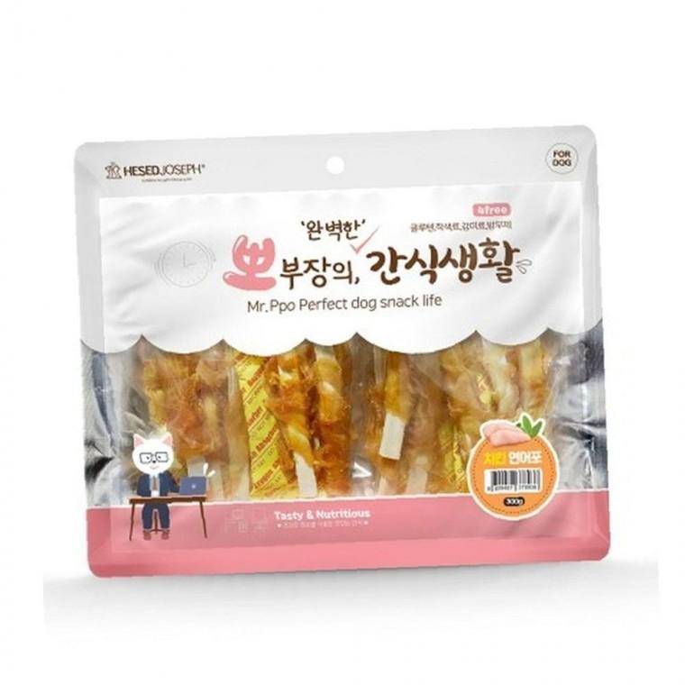 뽀부장의 말랑한 간식생활 치킨 연어포 300g 1P 강아지 간식