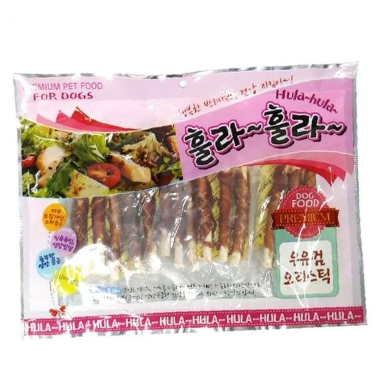 훌라훌라 말랑한 우유껌 오리스틱 300g 1P 강아지 간식