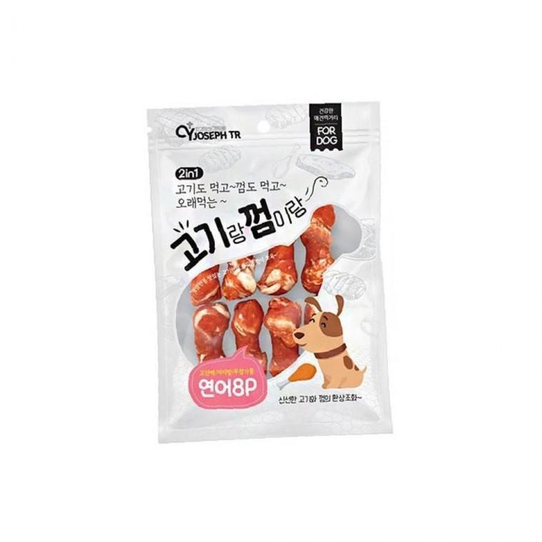 고기랑 말랑한 껌이랑 연어 8P 어린 강아지 노령견 간식