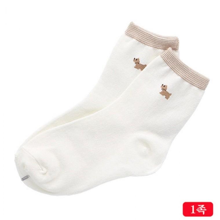 여성용 강아지 캐쥬얼 패션양말 흰색 1켤레 바지양말 직장인양말 스니커즈양말