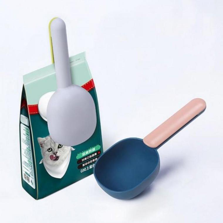 2 in1 반려 동물 강아지 고양이 사료 급식 정량 계량 스푼 스쿱 밀봉 보관 집게 클립 M10606