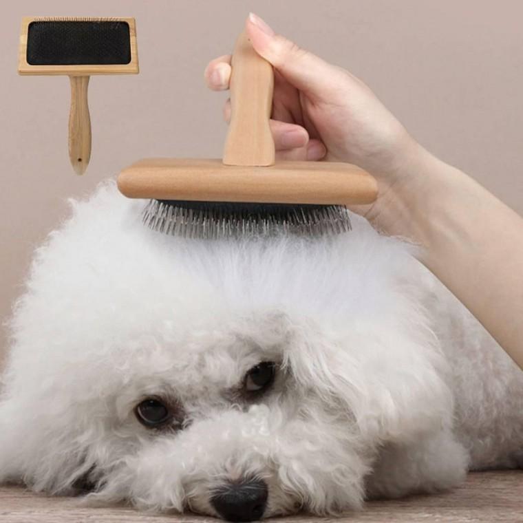 강아지 고양이 반려동물 윤기있는 털 관리 우드 대형 빗